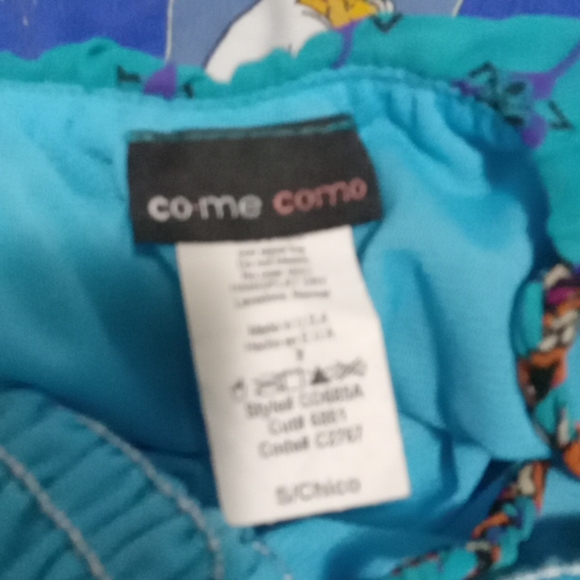 Co-Me Como Summer Dress Size Small Floral Pattern Aqua / Purple Color - Picture 12 of 12